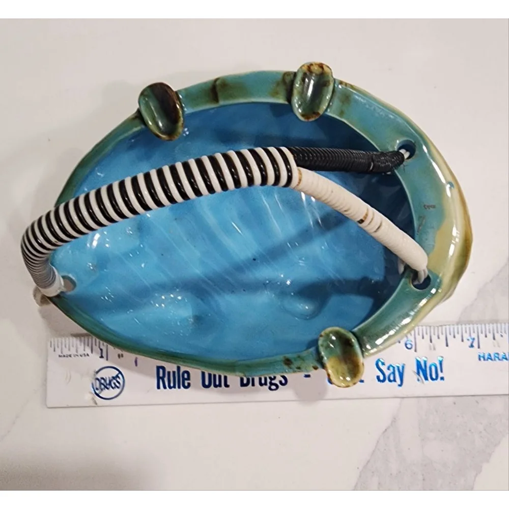 Vintage JAPAN Ashtray Basket, Glazed Ceremic
